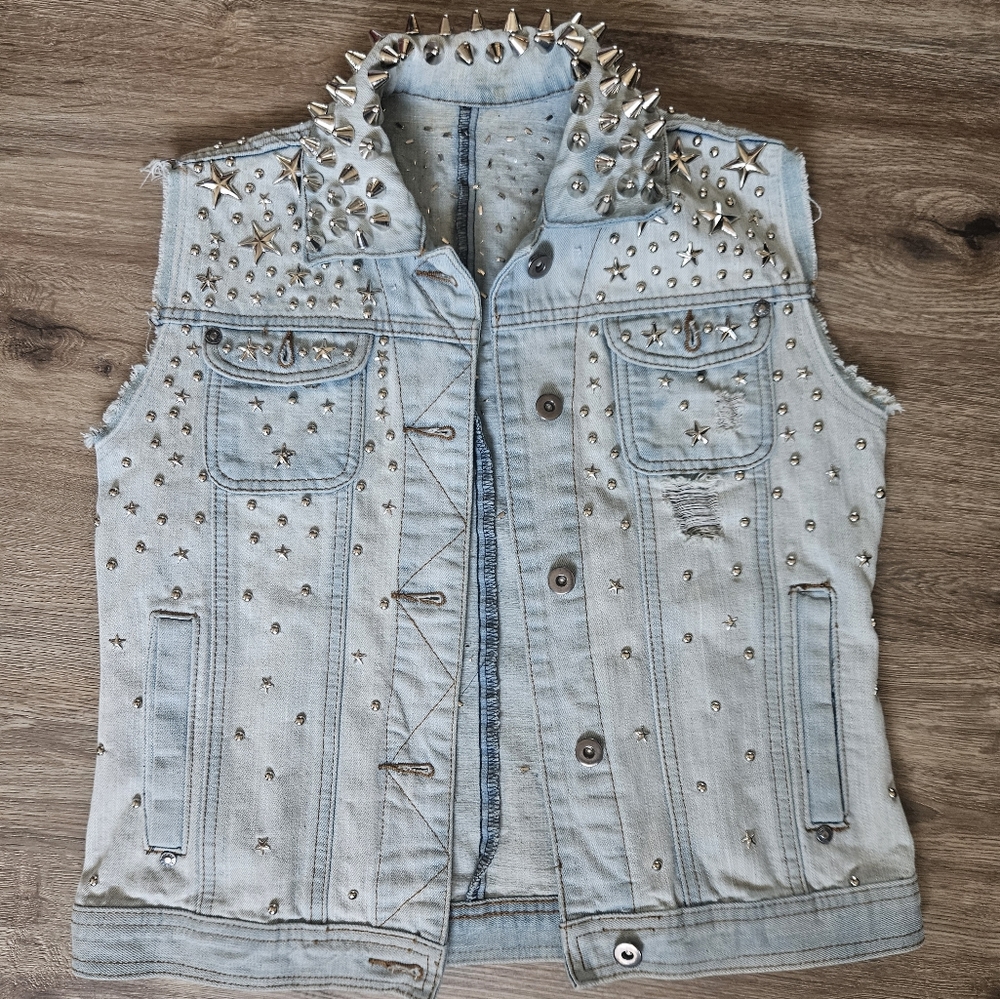 Custom Studded Denim Vest